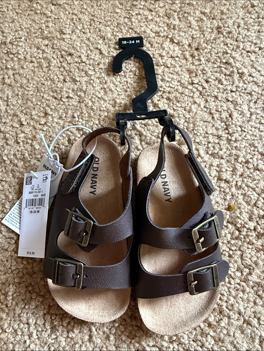 Old Navy Brown Double-Buckle Toddler Sandals